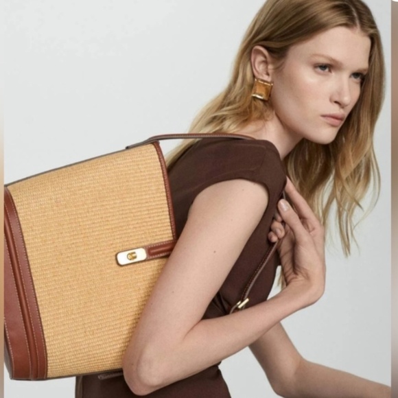 Mango Raffia-Effect Bucket Purse IDAURA NWT - Picture 4 of 12